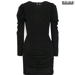 Rebecca Minkoff Black Ruched Long Sleeve Mini Dress
